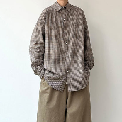 Loose Plaid Long-sleeved Shirt N0527