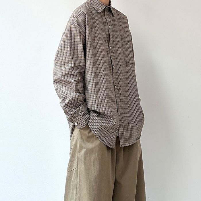 Loose Plaid Long-sleeved Shirt N0527