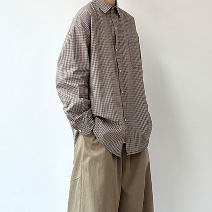 Loose Plaid Long-sleeved Shirt N0527