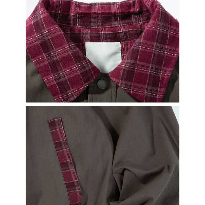 Contrast Plaid Lapel Jacket N0532