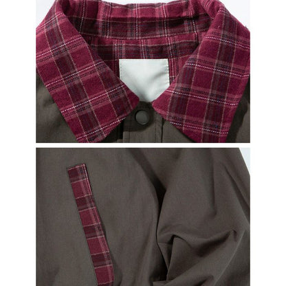 Contrast Plaid Lapel Jacket N0532