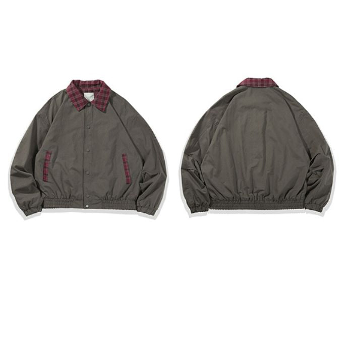 Contrast Plaid Lapel Jacket N0532