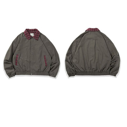 Contrast Plaid Lapel Jacket N0532