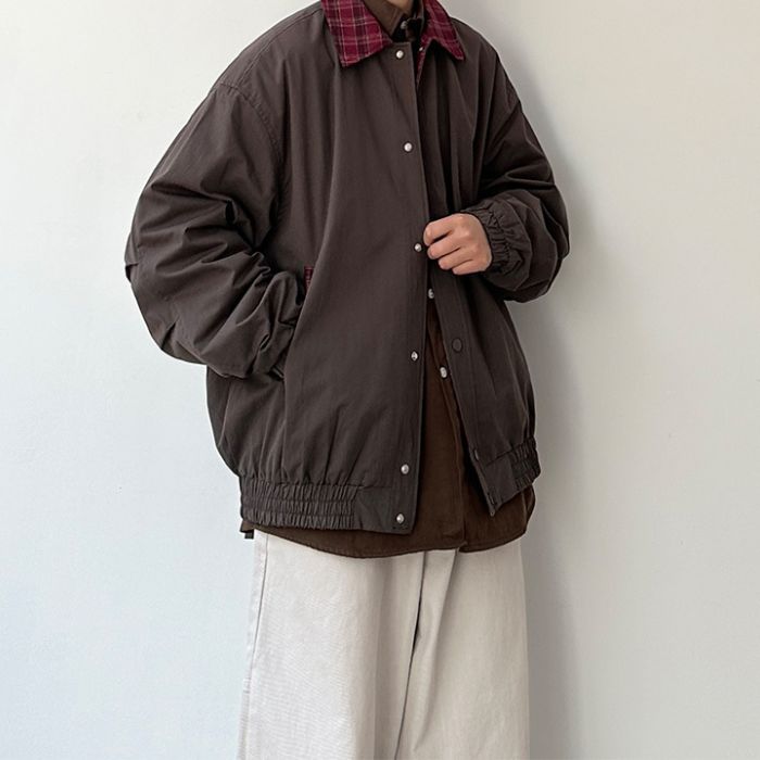 Contrast Plaid Lapel Jacket N0532