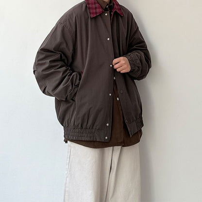 Contrast Plaid Lapel Jacket N0532