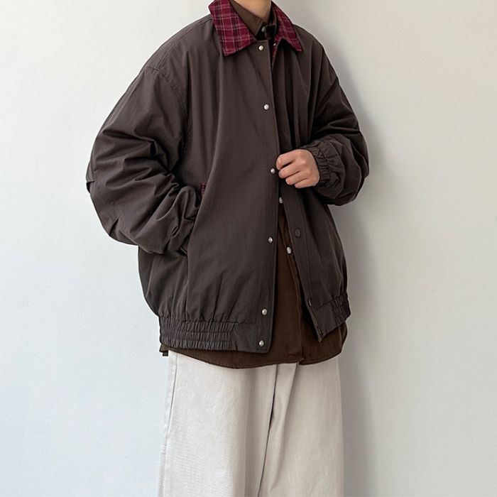 Contrast Plaid Lapel Jacket N0532