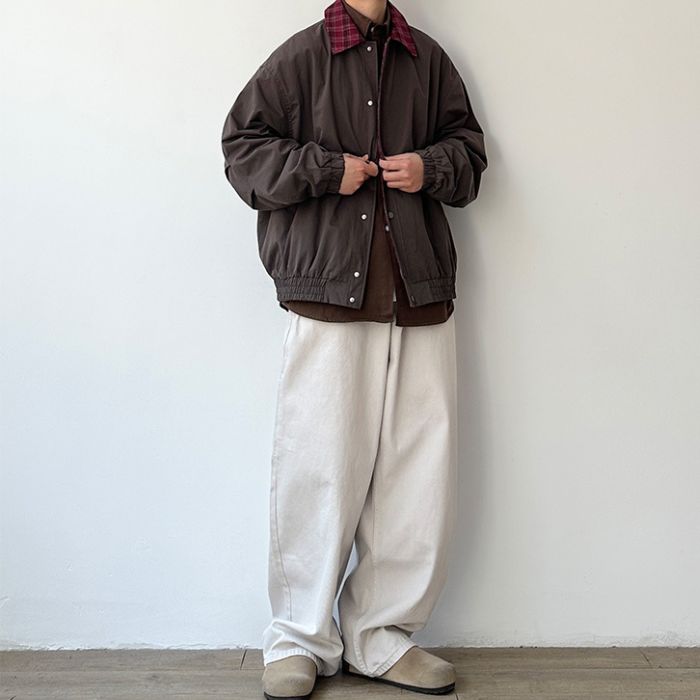 Contrast Plaid Lapel Jacket N0532