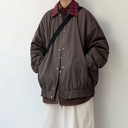 Contrast Plaid Lapel Jacket N0532