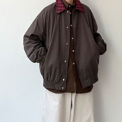 Contrast Plaid Lapel Jacket N0532