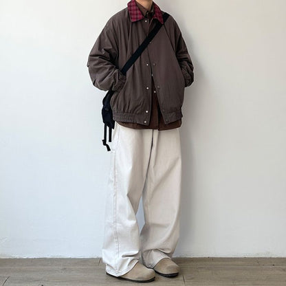 Contrast Plaid Lapel Jacket N0532