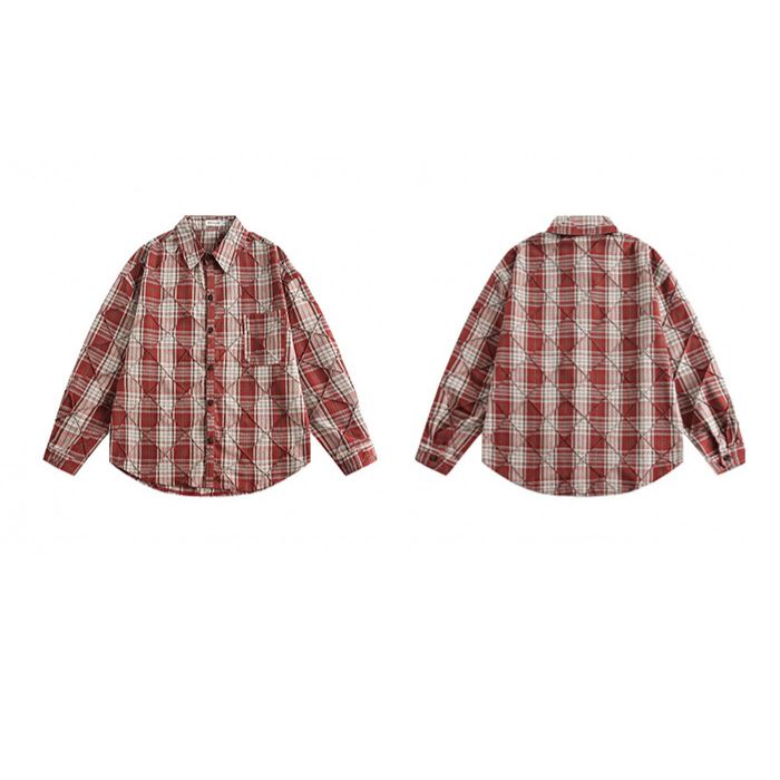 Loose Casual Cotton Plaid Shirt N0544