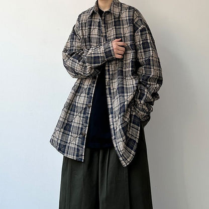 Loose Casual Cotton Plaid Shirt N0544