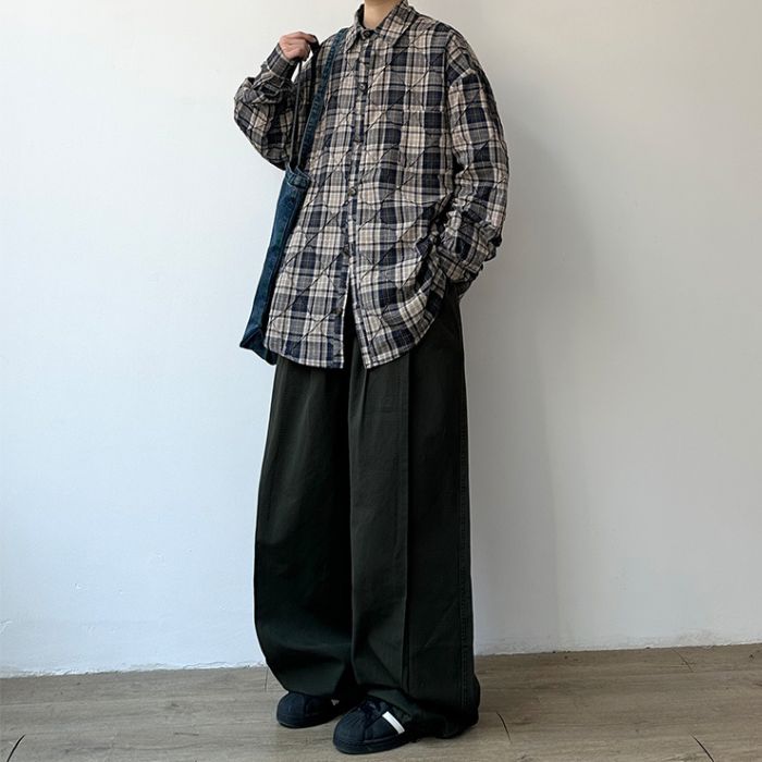 Loose Casual Cotton Plaid Shirt N0544