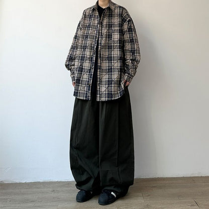 Loose Casual Cotton Plaid Shirt N0544