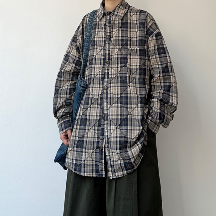 Loose Casual Cotton Plaid Shirt N0544