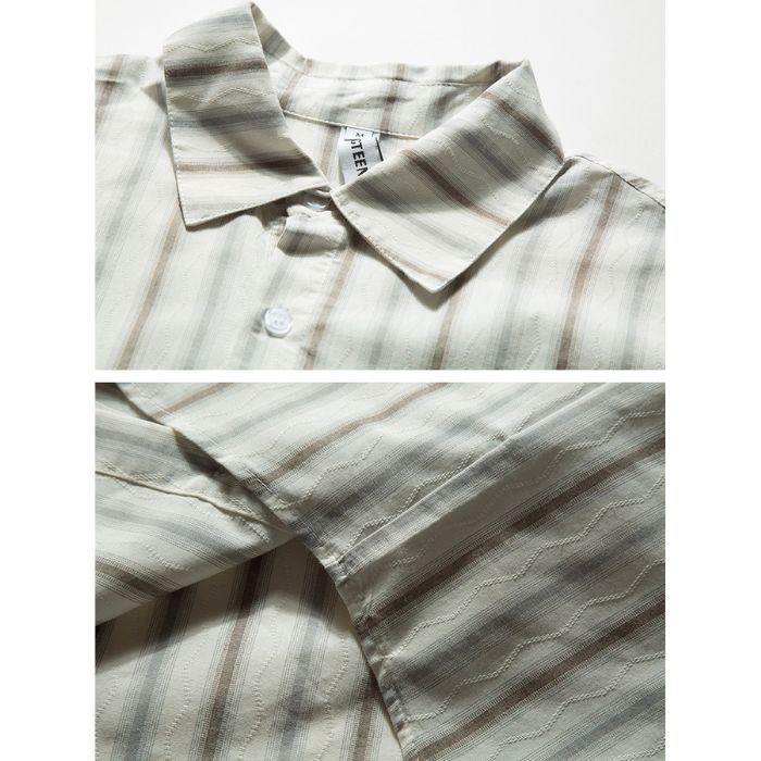 Simple Loose Long-sleeved Striped Shirt N0550