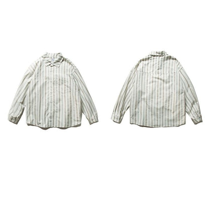 Simple Loose Long-sleeved Striped Shirt N0550