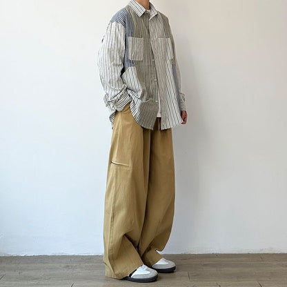 Solid Color Loose Straight Wide-leg Pants N0552