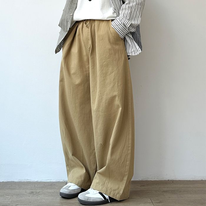 Solid Color Loose Straight Wide-leg Pants N0552