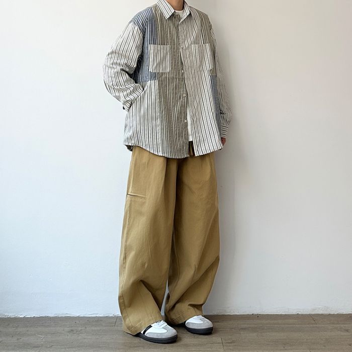 Solid Color Loose Straight Wide-leg Pants N0552