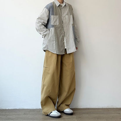 Solid Color Loose Straight Wide-leg Pants N0552