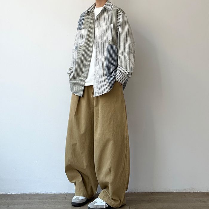 Solid Color Loose Straight Wide-leg Pants N0552