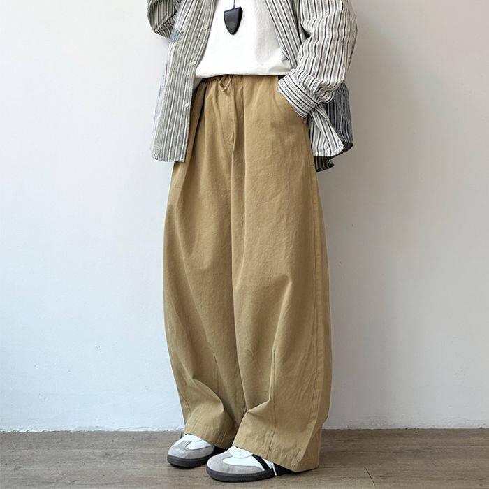 Solid Color Loose Straight Wide-leg Pants N0552