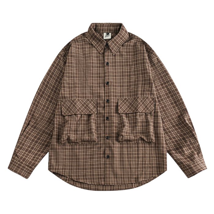 Plaid Loose Long Sleeve Shirt N0511