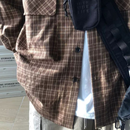 Plaid Loose Long Sleeve Shirt N0511