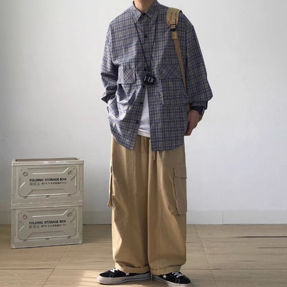 Plaid Loose Long Sleeve Shirt N0511