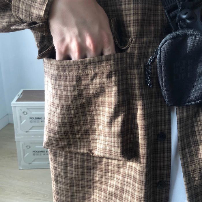 Plaid Loose Long Sleeve Shirt N0511