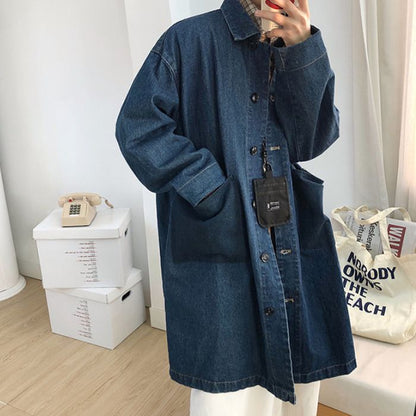 Loose Mid-length Denim Coat  N0416