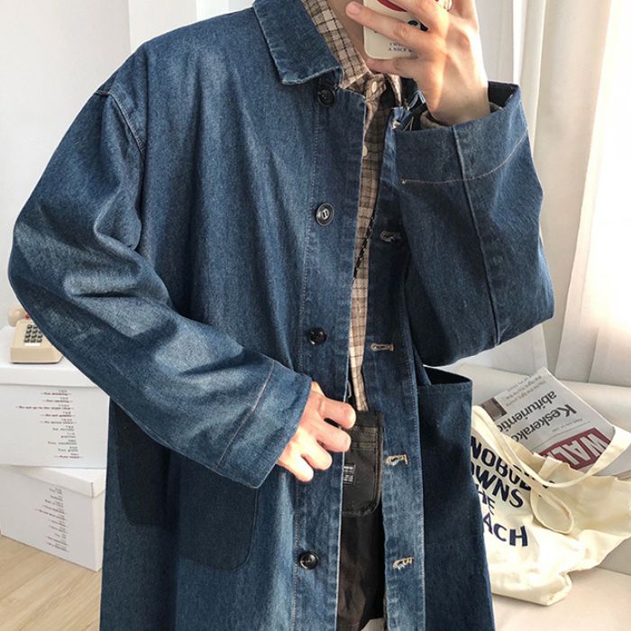 Loose Mid-length Denim Coat  N0416