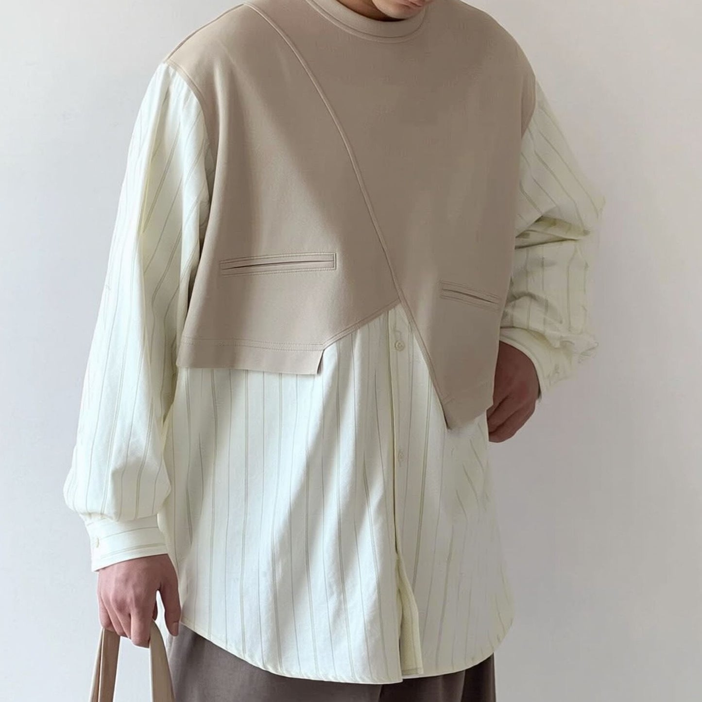 Asymmetry Layered Long Sleeve Shirt N1053