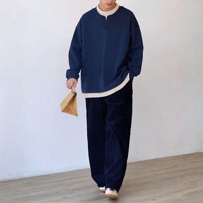 Key Neck Design Wide Silhouette Long Sleeve N1056