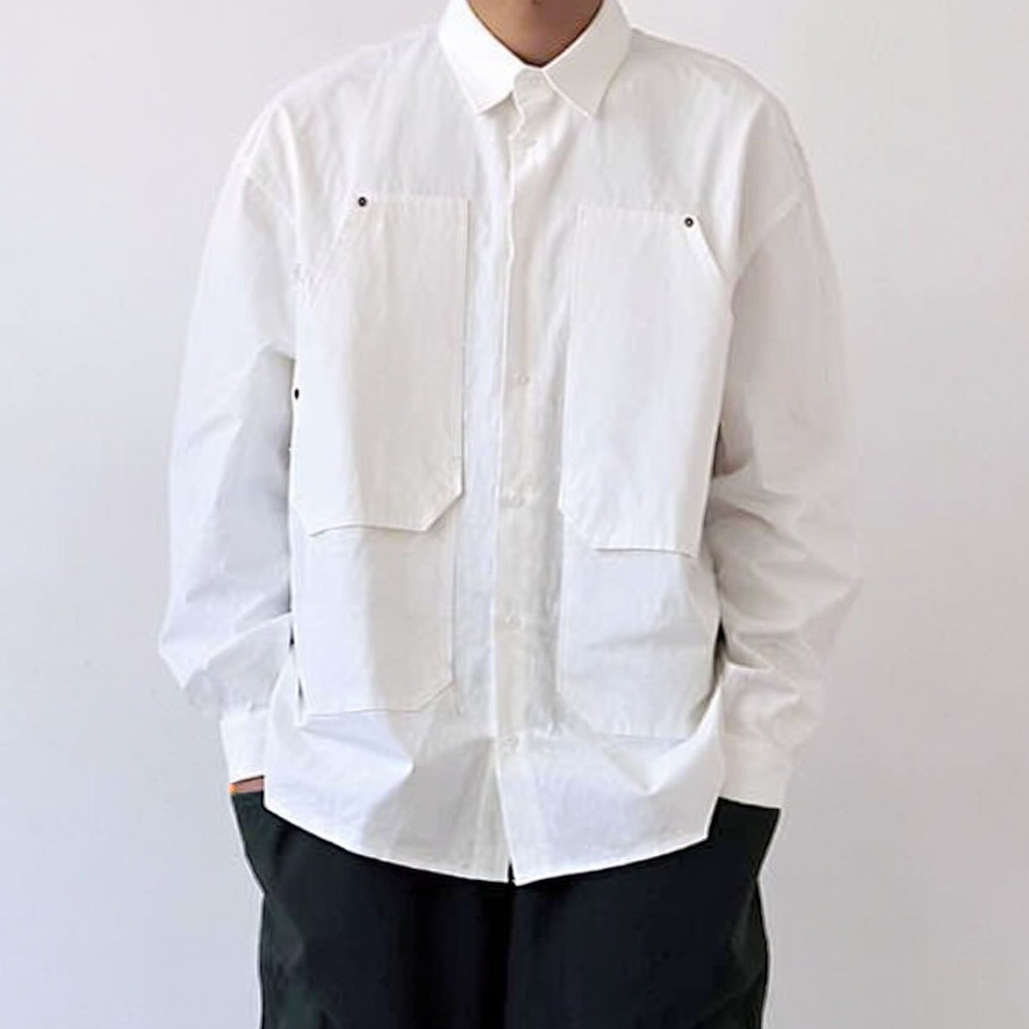 Minimal Big Pocket Long Sleeve Shirt N1060