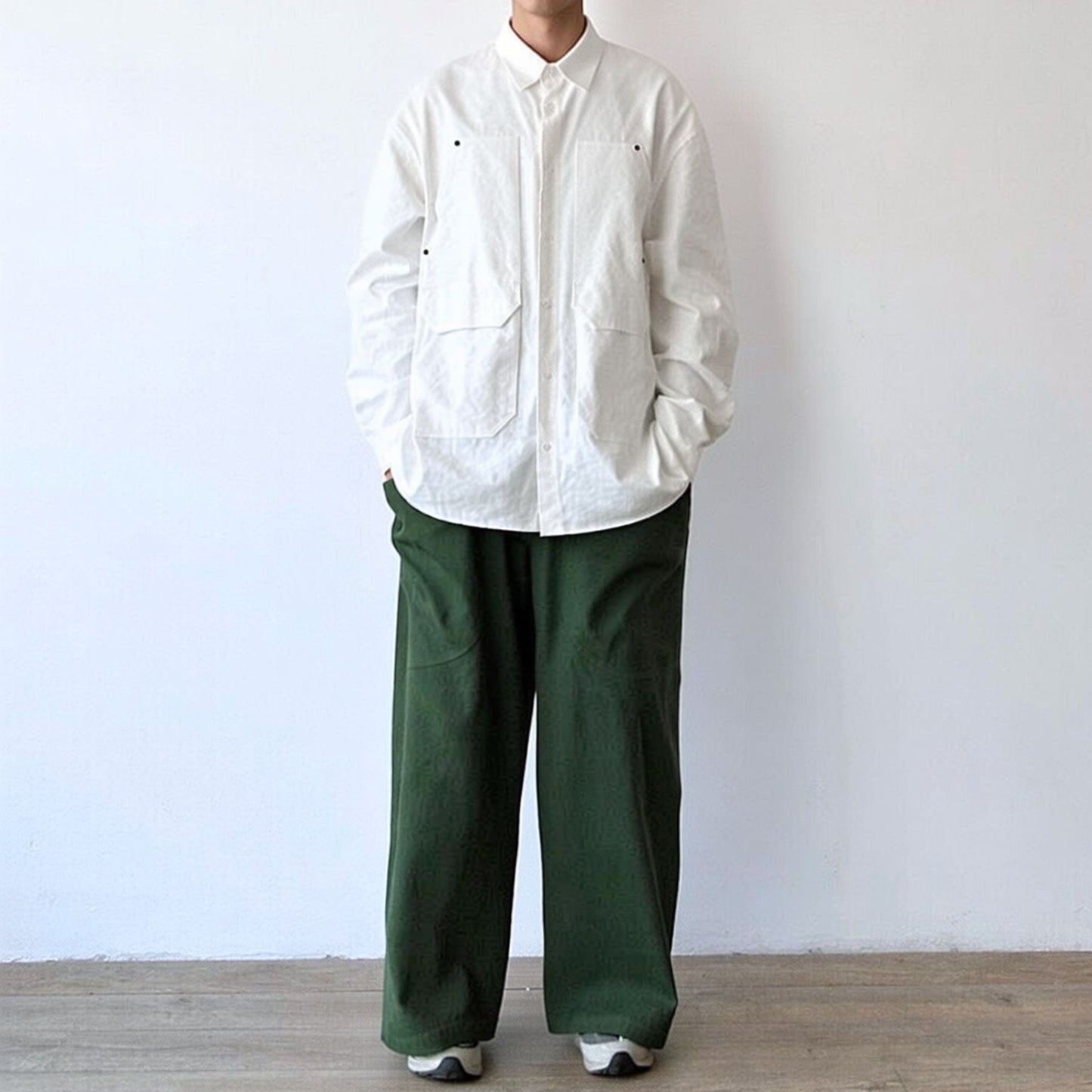 Minimal Big Pocket Long Sleeve Shirt N1060