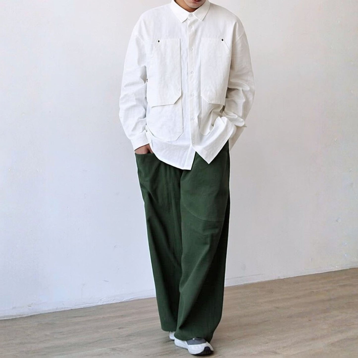 Minimal Big Pocket Long Sleeve Shirt N1060