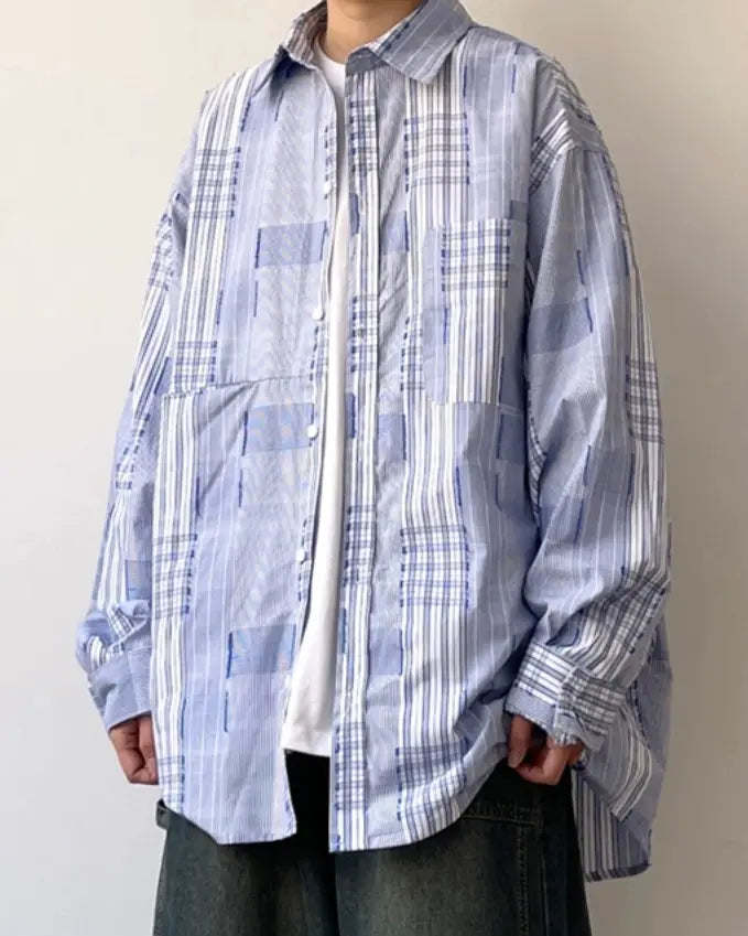 Stripe Block Design Shirt N0680