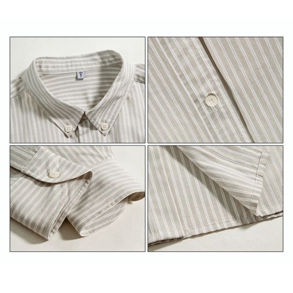 Pinstripe  Simple Long-sleeved Shirt N0030