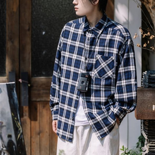 Plaid Long-sleeved Loose Shirt N0031