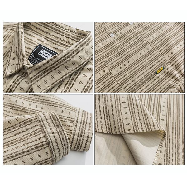 Corduroy Long-sleeved Striped Shirt N0032