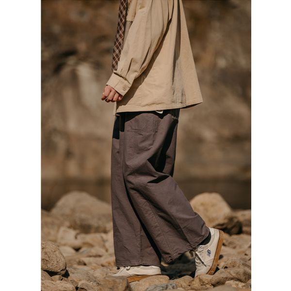 Solid Color Drawstring Straight Pants N0055