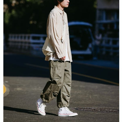 Multi-pocket Loose Casual Drawstring Pants N0064