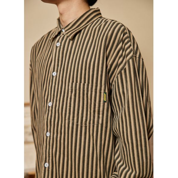 Corduroy Striped Loose Long-sleeved Shirt N0083