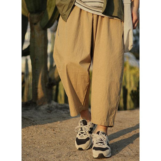 Tapered Wide-legged Straight Solid Color Pants N0136