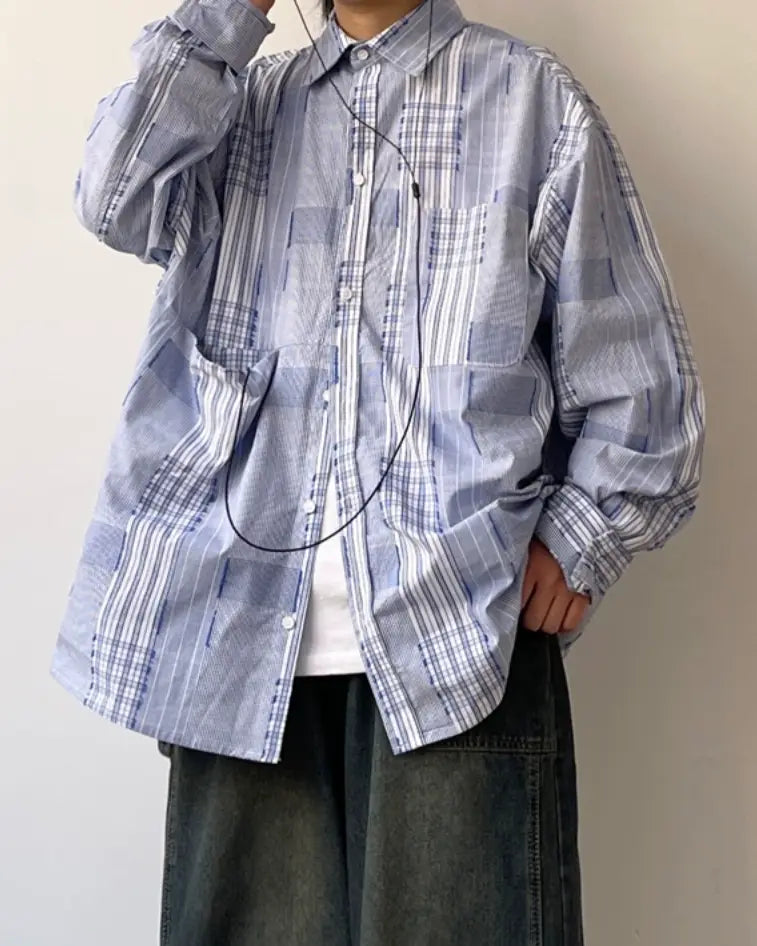 Stripe Block Design Shirt N0680