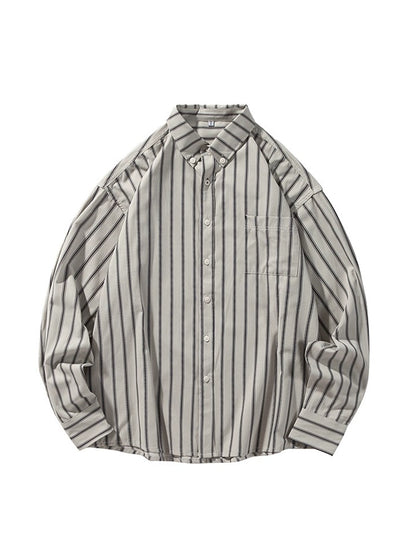 Striped Long-sleeved Loose Shirt N0027