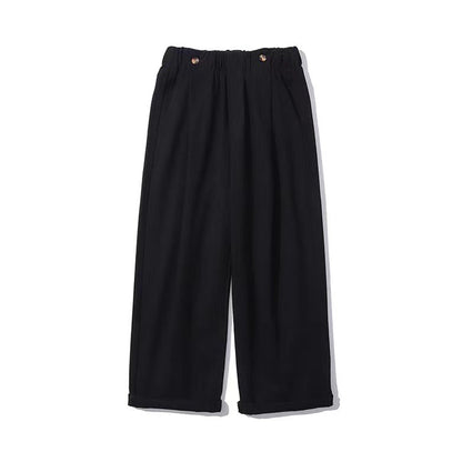 Solid Wide-legged Straight Pants N0058