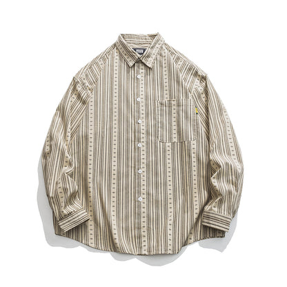 Corduroy Long-sleeved Striped Shirt N0032